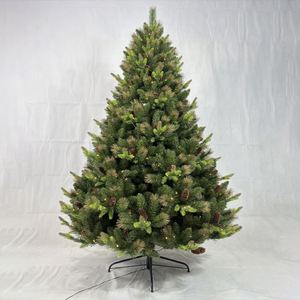 Sapin de Noël artificiel floqué de haute qualité du fabricant, 1,5 à 3 m, en PE/PVC mélangé, pré-éclairé avec lumières LED - Product Image 2