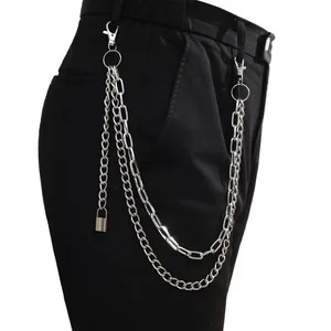 Fashion Punk Hip-hop Trendy Belt Waist Chain Multilayer Male wallet chain  Pants Chain Men Jeans Punk black Metal Pants Chains