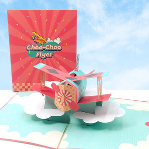 Tarjeta de Felicitación 3D Pop-Up al por Mayor con Tarjeta de Notas en Blanco, Sobre, Impresión Personalizada en Papel, Impresión UV con Molde de Avión, Estampado Dorado - Product Image 1