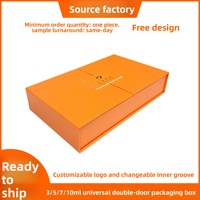 Boîte à clapet pour poudre lyophilisée en stock, ensemble de 10 flacons, boîte cadeau double porte estampée à chaud or/argent pour produits essentiels