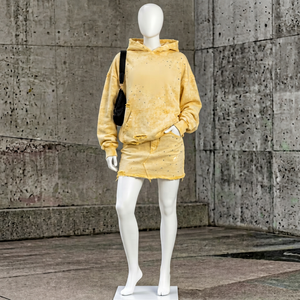 Conjunto de Falda y Sudadera Corta Amarilla para Mujer, Estilo Ajustado, 2 Piezas, para Otoño - Product Image 1