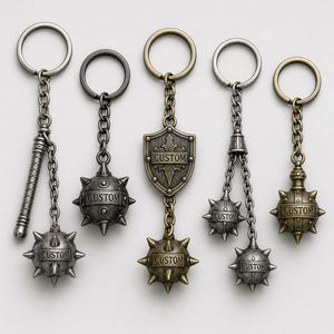Al por mayor, llavero personalizado con mini maza de cadena, peso medieval, colgante de bola con púas vintage para bolso, regalo, soporte para llaves - Product Image 1