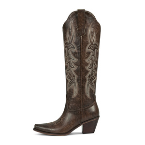 WETKISS Ingrosso 2026 Stivali Alti da Donna Vintage Ricamati Eleganti in PU con Punta Affusolata Stivali al Ginocchio con Tacco Grosso Stivali da Cowboy da Donna - Product Image 2