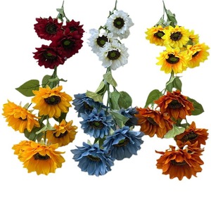 Fleurs de tournesol en soie, bouquet de 9 têtes, couleur automne, pour la décoration d'hôtel et de maison - Product Image 1