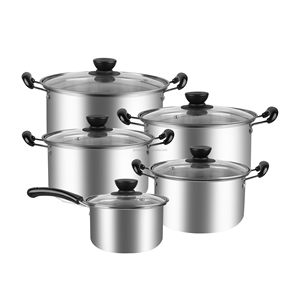 Casserole 22cm <span class=keywords><strong>en</strong></span> acier inoxydable 410 # avec poignée <span class=keywords><strong>en</strong></span> bakélite unique, couvercle <span class=keywords><strong>en</strong></span> <span class=keywords><strong>verre</strong></span> pour pot à induction applicable, matériau Inox 4.5L à bas prix - Product Image 1