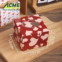 Boîte à desserts en gros avec fenêtre en forme de cœur, boîte à gâteaux carrée, boîte à pâtisserie en stock, personnalisable, en kraft de qualité alimentaire