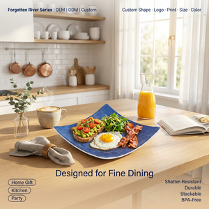 Assiette carrée en mélamine gaufrée OEM ODM, bordure en relief, 7,5 pouces, sans BPA, résistante aux chutes, pour sushi, café, brunch, hôtel, vente en gros - Product Image 1