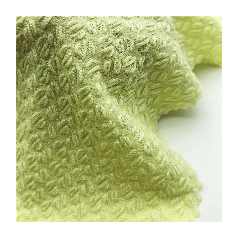 2023 New Design Ear Of Wheat Knitted 94%polyester 6%spandex Solid 3D Bubble Jacquard Fabric For Clothing