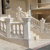Colonne d'escalier en pierre naturelle pour décoration de villa de luxe BLVE, balustre en marbre blanc, main courante d'escalier