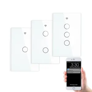 WiFi Smart Dinding Lampu Panel Kaca RF433 Kehidupan Cerdas Tuya APP Remote Control Bekerja dengan Alexa Google Home 1/2/3 Gang