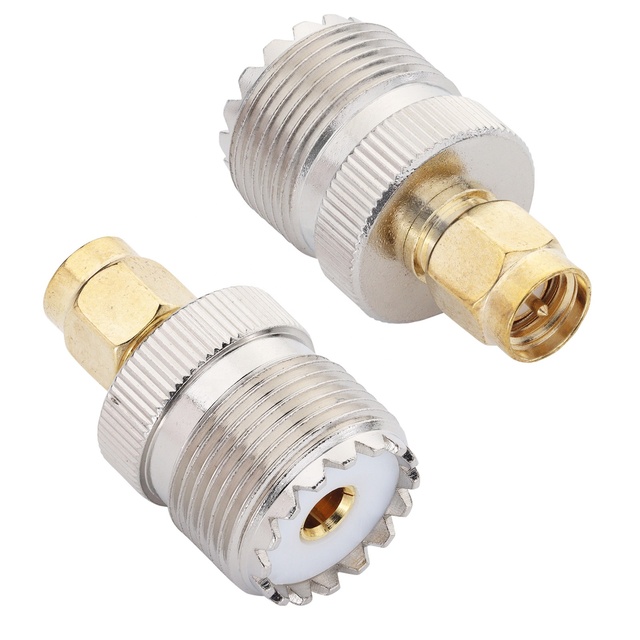 SMA Male to UHF Female SO239 RF Coaxial Adapter Connector Straight Brass for Radio Antenna Walkie Talkie