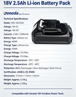 Batterie au lithium 18V 2.5Ah pour perceuse sans fil MAKT DC - BMS intelligent - Stock disponible