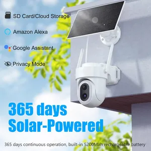 3MP Solar Battery WiFi PTZ IP Camera Outdoor Color Night Vision 2-Way Audio Wireless CCTV Camera With With Google Home And Alexa