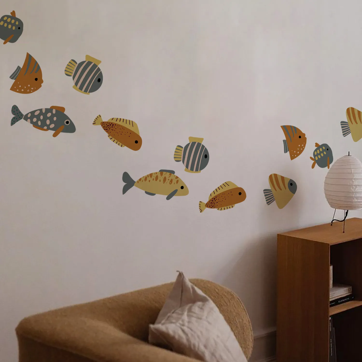 Funlife stiker dinding Modern abad pertengahan stiker dinding ikan laut stiker dinding anak-anak untuk dekorasi kamar anak