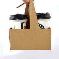 Porte-gobelets en papier kraft jetable personnalisé et économique pour boissons chaudes à emporter, avec poignée