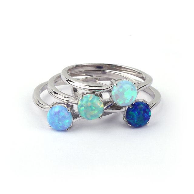 Rhodium Plated 925 Sterling Silver Created Fire Opal Ring With Opal Stone/China Man-made Synthetic Fire Opal Jewelry