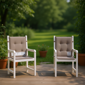 Coussins de chaise de jardin taupe 2 pièces à dossier bas 39,4x19,7x1,2 po en tissu Oxford avec rembourrage en mousse - Product Image 2