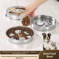 Nouveau bol à alimentation lente en acier inoxydable avec design antidérapant et fonction anti-étouffement pour chats et chiens - Design patte d'os