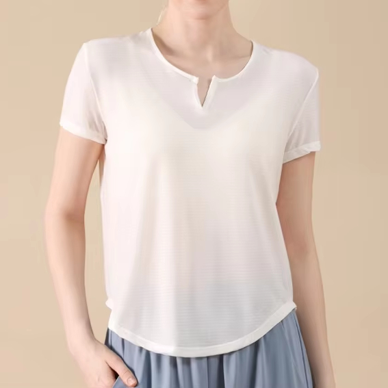 Hot Sale Breathable Women Small V-Neck Skin-friendly Loose Yoga T-shirt Seamless Sport Top Quick Dry Yoga Top