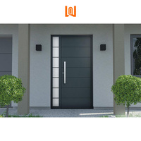 Portes de sécurité d'entrée de villa résidentielle, portes pivotantes modernes en acier, portes d'entrée en aluminium, portes extérieures en métal