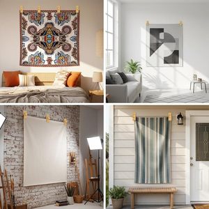 Wooden Shelf <b>Hooks</b> Rails Natural Wood Color Multi Purpose Wall Hanging Display For Home Decoration - Product Image 3