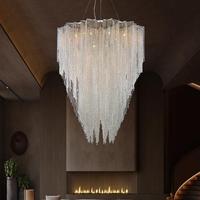 Lustre moderne décoratif pour hall d'hôtel, villa, salle de banquet, escalier, en acier inoxydable créatif avec cristaux K9 et LED