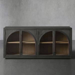 American Retro Traditional Solid <b>Wood</b> TV Cabinet Farmhouse Entry Apartment Adjustable <b>Storage</b> Customized Four-door Living Room - Product Image 4