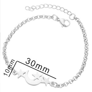 Fashion <strong>Bracelet</strong> 316 Surgical Stainless Steel Star <strong>Moon</strong> Charm Bangle <strong>Bracelet</strong> Jewelry Women Silver Gold and Rose Gold - Product Image 2