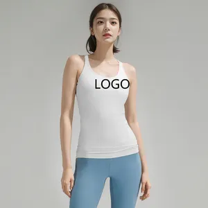 Özel logo yeni spor sutyeni kadın streç push-up yelek seksi spor kolsuz gömlek spor yelek