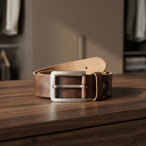 Men's Genuine Cow Leather Solid Square Steel Buckle Custom Length Eco-Friendly Waterproof High Strength Durable Heavy Duty Party - Product Image 1