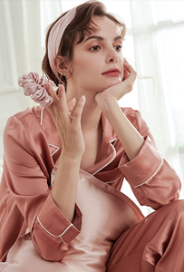 Set Pigiama Estivo Primaverile da <span class=keywords><strong>Donna</strong></span> in Seta 100% Tessuta, Alta Qualità, Lusso Leggero, Moda Traspirante, <span class=keywords><strong>Abbigliamento</strong></span> per <span class=keywords><strong>Casa</strong></span> - Product Image 4