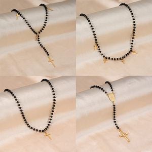 Gioielli cristiani in acciaio inossidabile Catena Rosarios Catolicos collana con <span class=keywords><strong>rosario</strong></span> a Catena lunga con ciondoli a croce multipla - Product Image 6