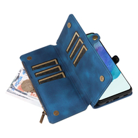 Dompet Kulit PU untuk Samsung S21 FE, 9 Slot Kartu + Kantong Koin Ber-resleting, Penyangga, Pemblokir RFID, 360 °   Perlindungan