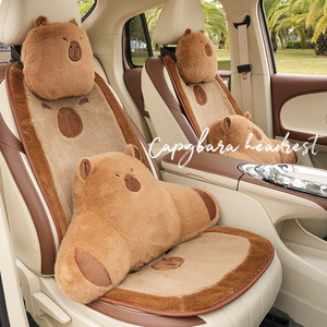 Coussin de soutien lombaire pour voiture Capybara, coussin ergonomique en peluche pour appuie-tête, pour siège auto, utilisable en toutes saisons - Product Image 3
