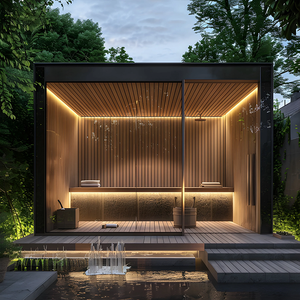 Sauna Comercial Grande <span class=keywords><strong>de</strong></span> Madera <span class=keywords><strong>de</strong></span> Hemlock Resistente, Cabina <span class=keywords><strong>de</strong></span> Vapor Cuadrada para Exteriores, para Gimnasios <span class=keywords><strong>y</strong></span> Centros <span class=keywords><strong>de</strong></span> Fitness - Product Image 3