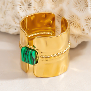 European Style Gold Plated <b>Titanium</b> Steel Open <b>Ring</b> Geometric Shape Bezel Setting Women's Jewelry Gift Fashion <b>Rings</b> - Product Image 4