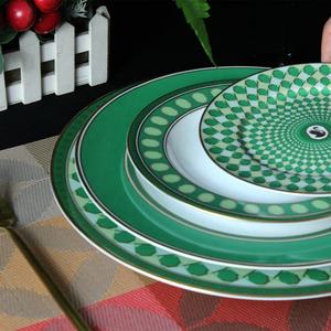 Germany fine en gros assiete porcelain floral chargers platter ramadan vaisselles ensemble nordic green dinner ceramic sets - Product Image 3