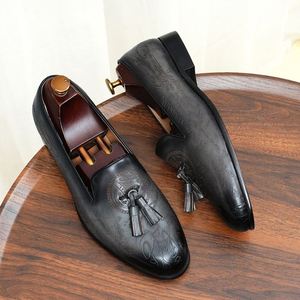 Customized Handmade Oxford Round <b>Toe</b> Slip-On Dress Shoes Genuine Leather Upper Shock-Absorbant Waterproof for Men's Autumn Use - Product Image 4