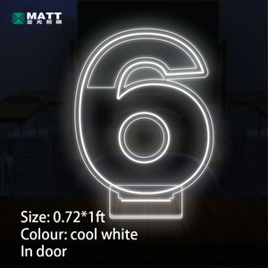 MATT Drop shipping NO MOQ numbers 6 7 <span class=keywords><strong>8</strong></span> 9 0 1 free standing 1ft altezza insegna al neon spedizione gratuita per la decorazione domestica di compleanno - Product Image 1