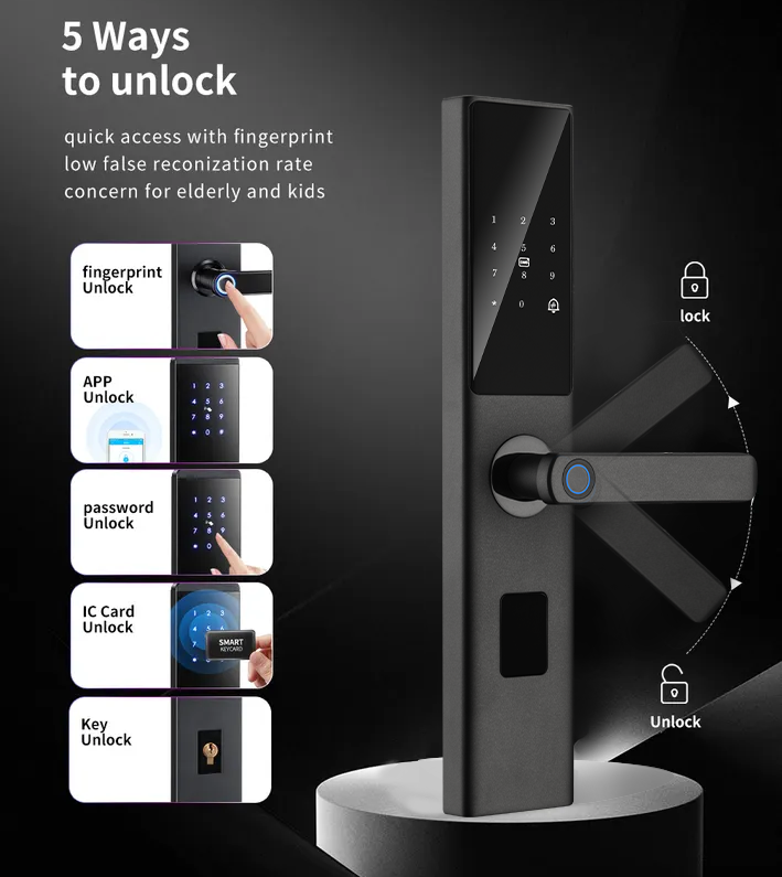 TYSH Biometric Fingerprint Smart Lock with Digital Keypad Push Pull Feature WiFi Memory Card Smart Life App Access for Wood Door · image 5