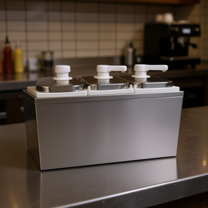 Dispensador de Salsas de Acero Inoxidable de 6L con 3 Grifos, Grado Comercial, para Mostrador, Seguro para Alimentos, Metal Cepillado - Product Image 2