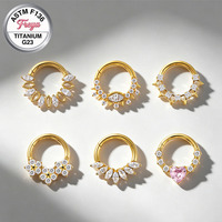 Anneaux de nez personnalisés Freya pour femmes, en titane G23, avec zircon, pour Daith, Rook, Sung, boucles d'oreilles créoles pour femmes, bijoux de piercing corporel