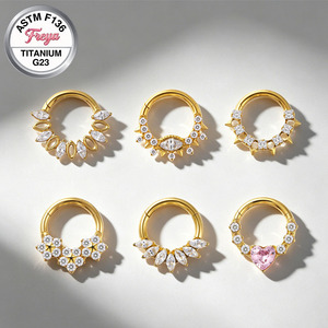 Anillos de Nariz Personalizados Freya para Mujer, Titanio G23, Zirconia, Aretes Daith Rook Sung para Mujer, Anillos de <span class=keywords><strong>Aro</strong></span>, Joyería para Piercing Corporal - Product Image 3