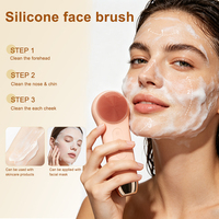 Brosse nettoyante électrique pour le visage étanche IPX7 OEM avec anneau pour coton démaquillant, soin chaud/froid, masseur facial en silicone