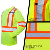 Chemise de travail de sécurité à manches longues, haute visibilité, respirante, 100% polyester réfléchissant, type R classe 2 ANSI, avec couleurs personnalisables