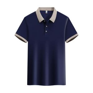 Men's Black <b>Polo</b> Shirt With Beige Collar And Cuffs Short Sleeve Polyester Workwear Solid Color Daily Wear - Product Image 2