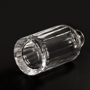 Carafe à whisky <span class=keywords><strong>de</strong></span> luxe en gros, motif côtelé, avec bouchon hermétique en verre, base lourde, décanteur en cristal sans plomb, usage domestique, 850 ml - Product Image 6