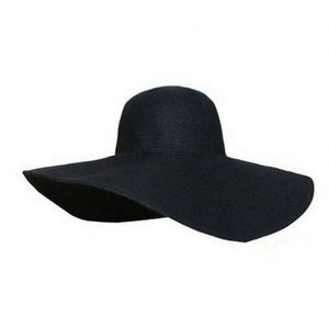 Wholesale Summer Women's <b>Hat</b> Foldable Large Brim Solid Color <b>Straw</b> Sun <b>Hat</b> Outdoor Vacation Seaside Beach <b>Hat</b> - Product Image 1