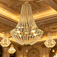 Nouvelle Décoration de Plafond pour Mariage, Hôtel, Scène, Salle de Banquet : Lustre en Fer Doré/Argenté avec Perles Acryliques