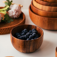 Grand bol japonais rétro de luxe léger en bois d'acacia, style vintage, pour salade, soupe, nouilles, bassin en teck, très grande capacité pour banquets